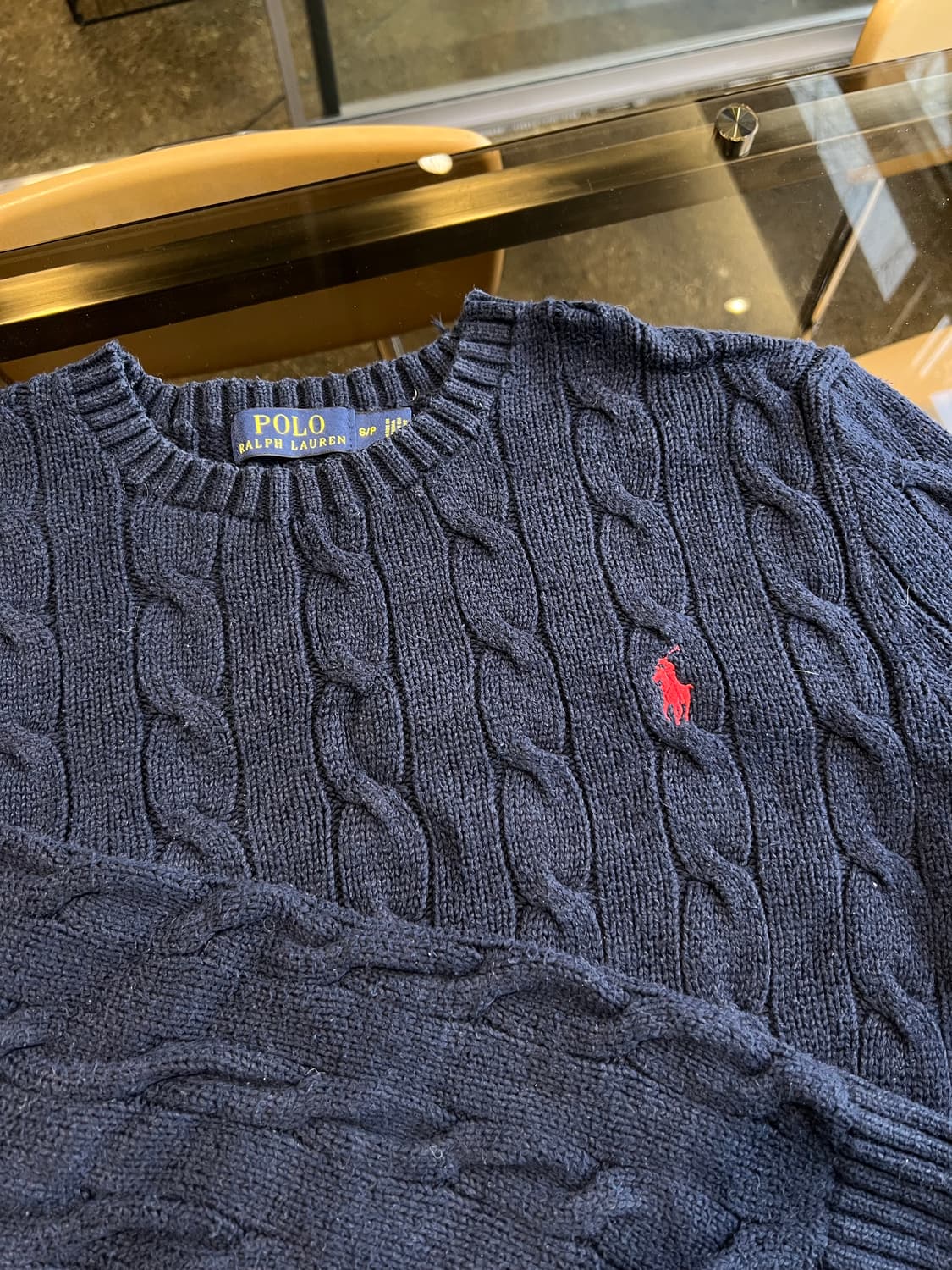 폴로) 케이블 니트 네이비 s 상품이미지2