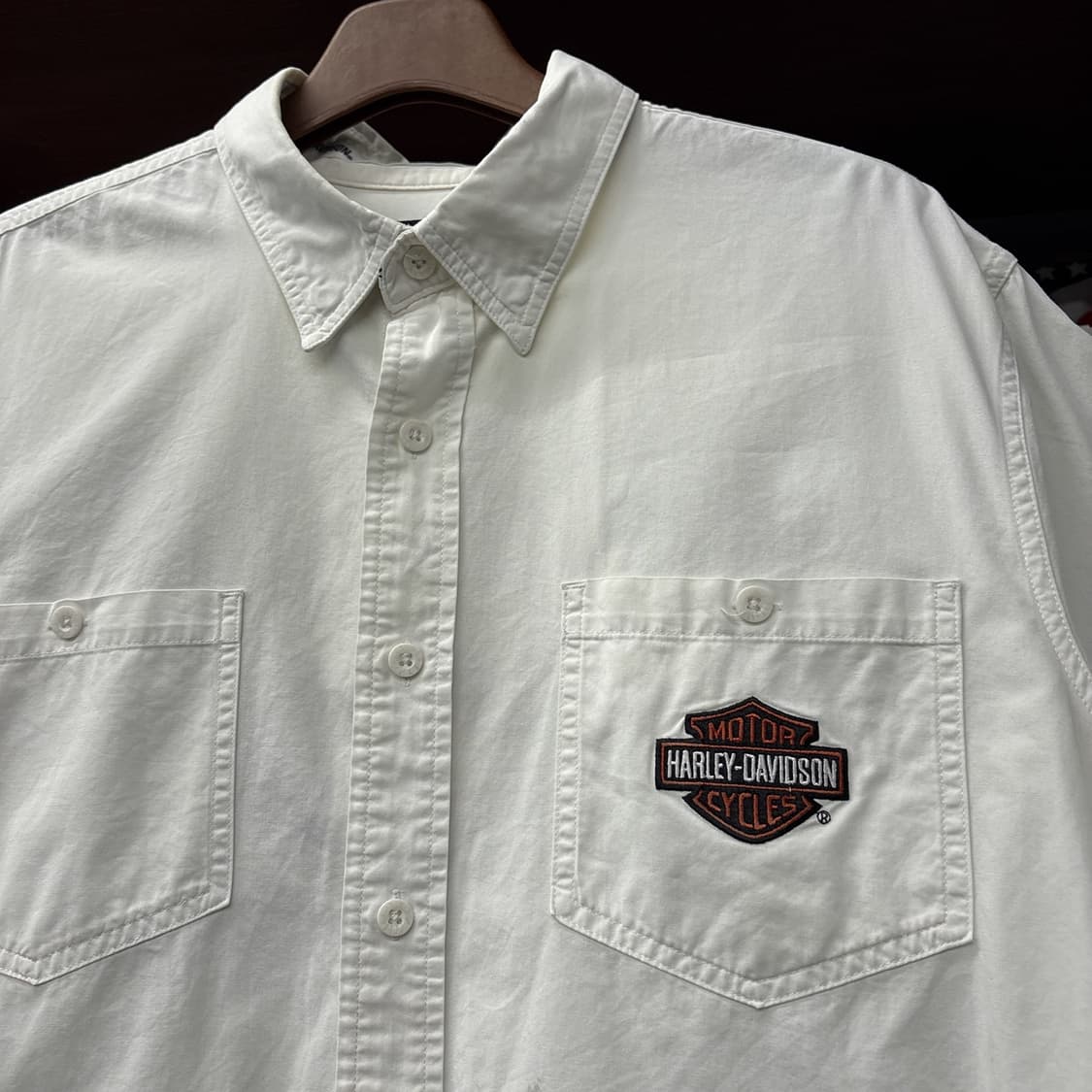 할리데이비슨 투포켓 스텐실 쉴드패치 코튼 워크셔츠 N1176 상품이미지6