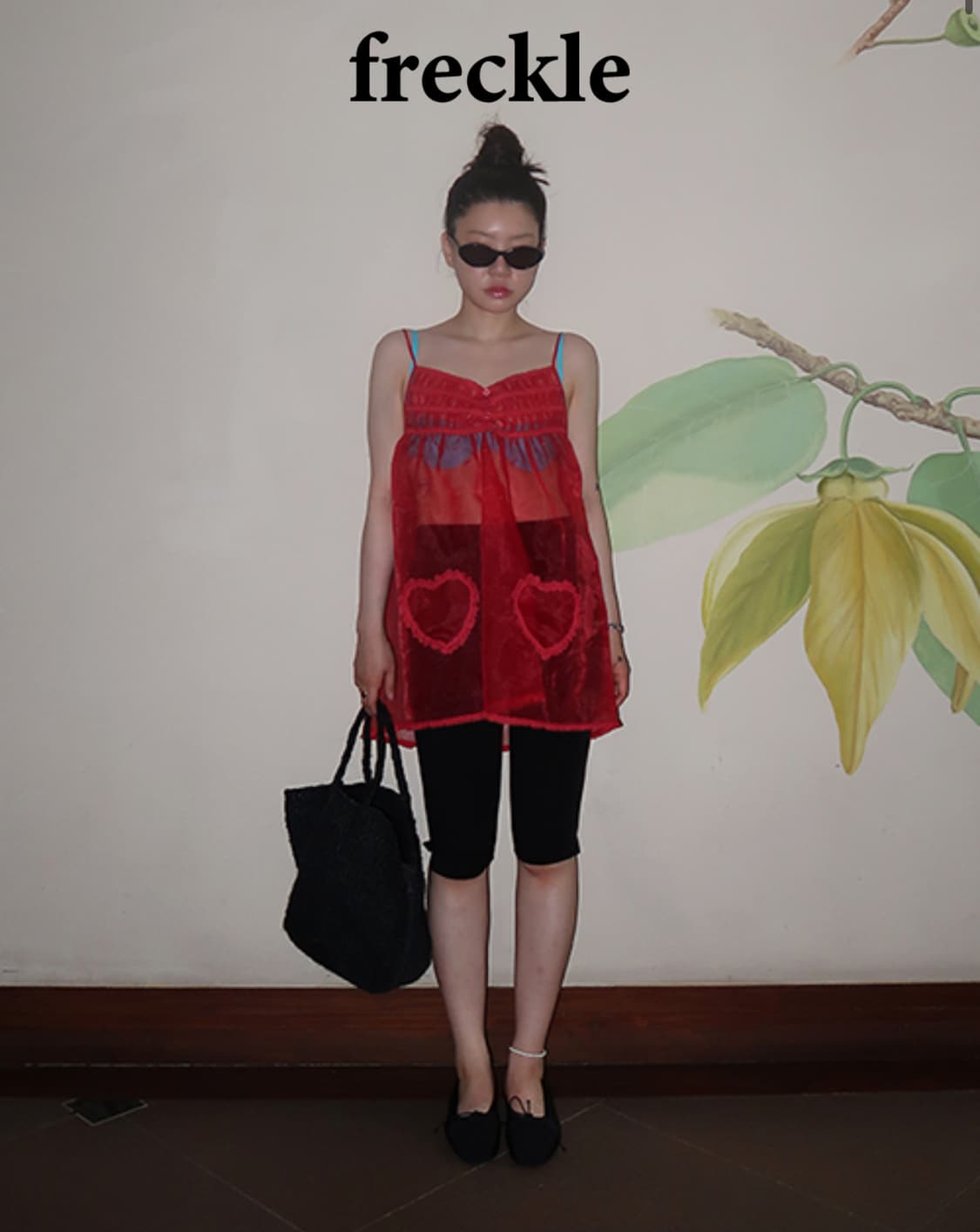프레클 freckle 하트 포켓 미니 드레스 인 레드 상품이미지1