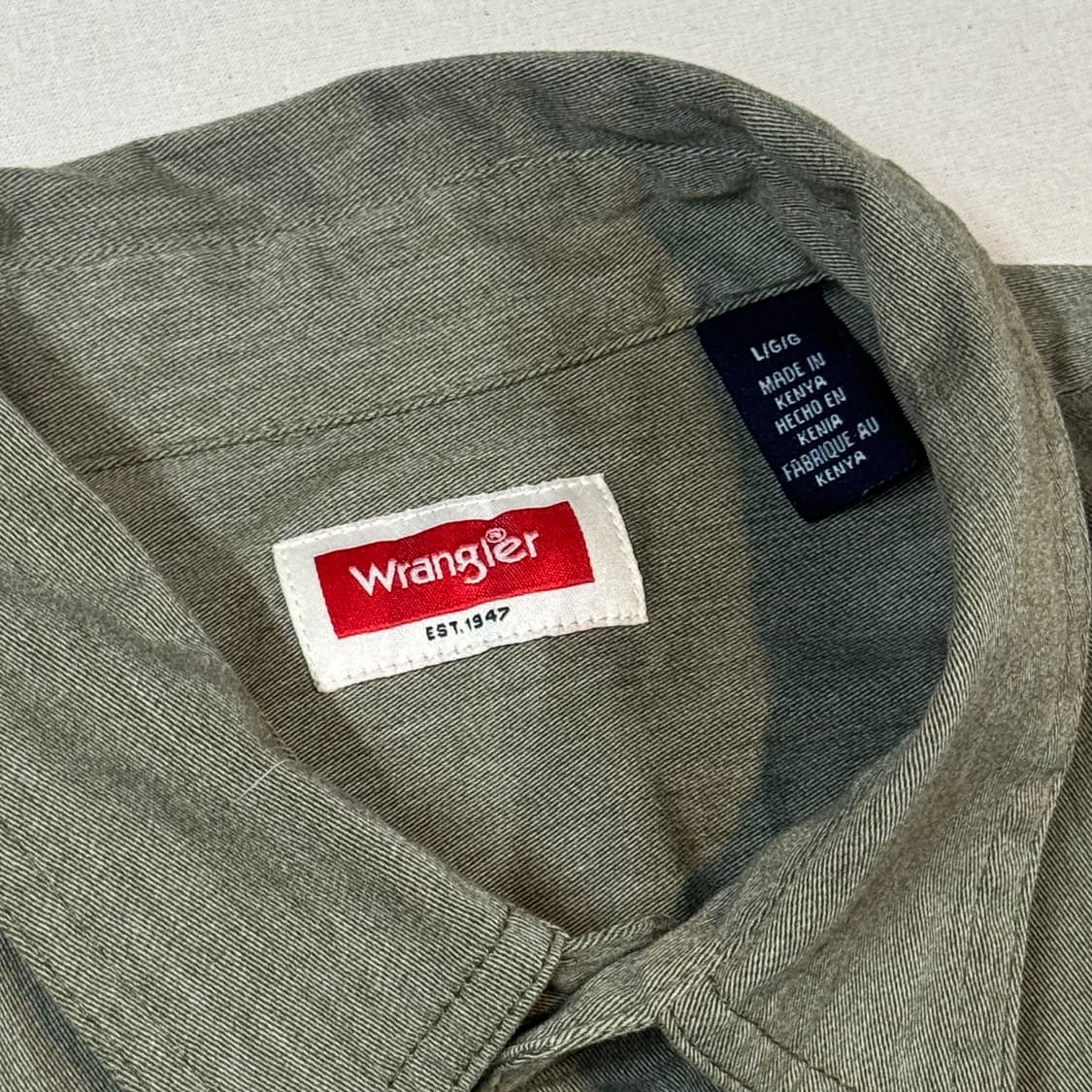 L) Wrangler 랭글러 투포켓 워크웨어 코튼 셔츠 올리브 상품이미지6