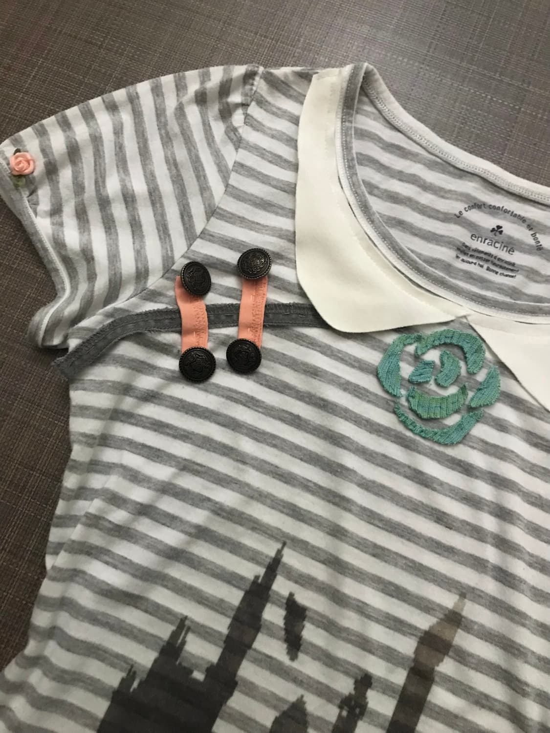 Rose Collar Stripe Tee 상품이미지4