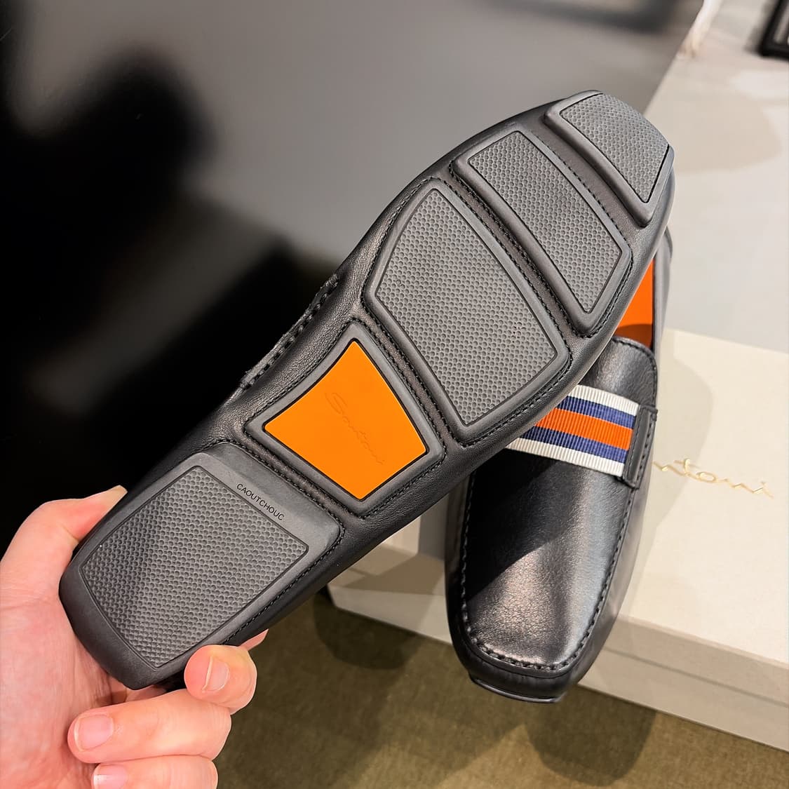 (정품/새상품) SANTONI 산토니 남성 블랙 레더 로퍼 상품이미지5