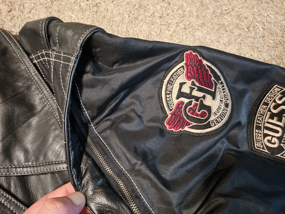 (XL-105) 게스 USA 90's 소매 탈부착 소가죽 바이커 베스트  상품이미지6