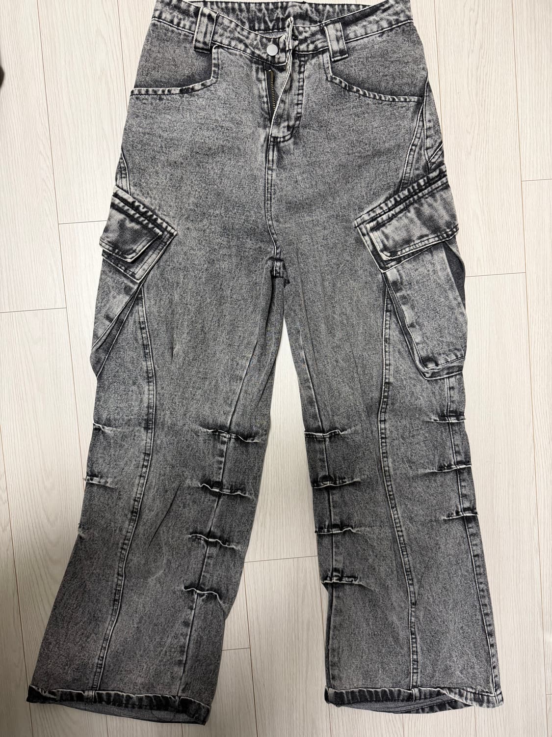 Washed Gray Denim Cargo Pants 상품이미지3