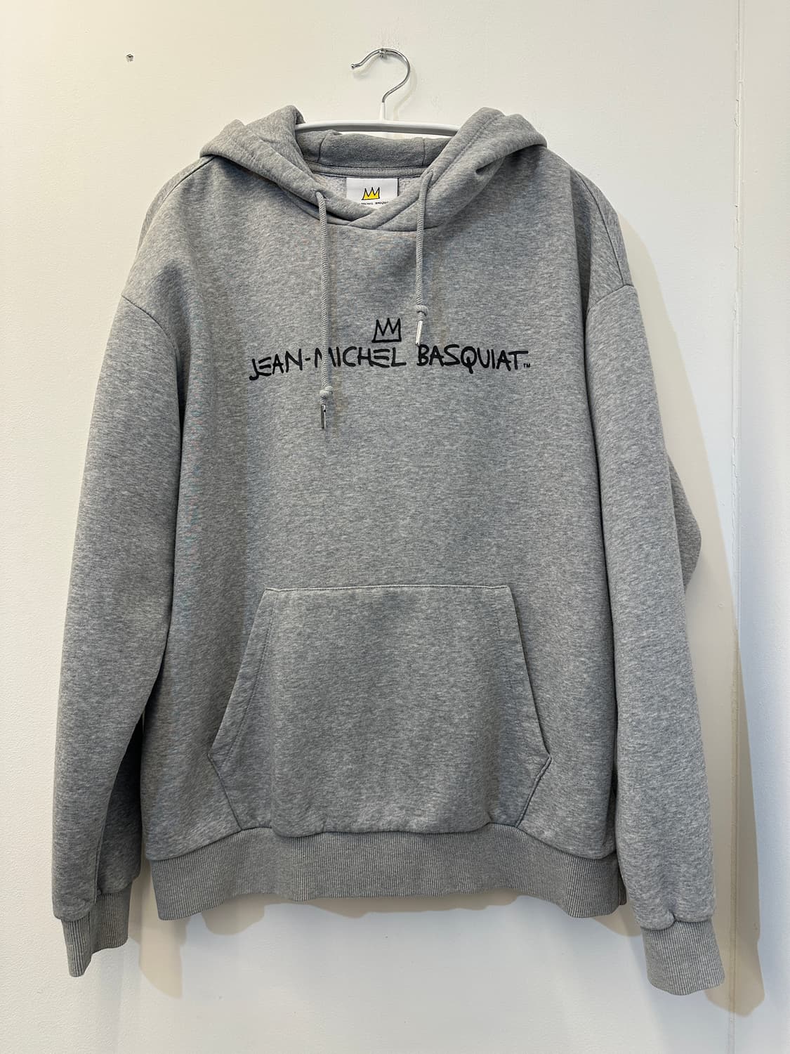 105)장미쉘바스키아 그레이 기모 후드티 뒷면 프린팅 상품이미지2