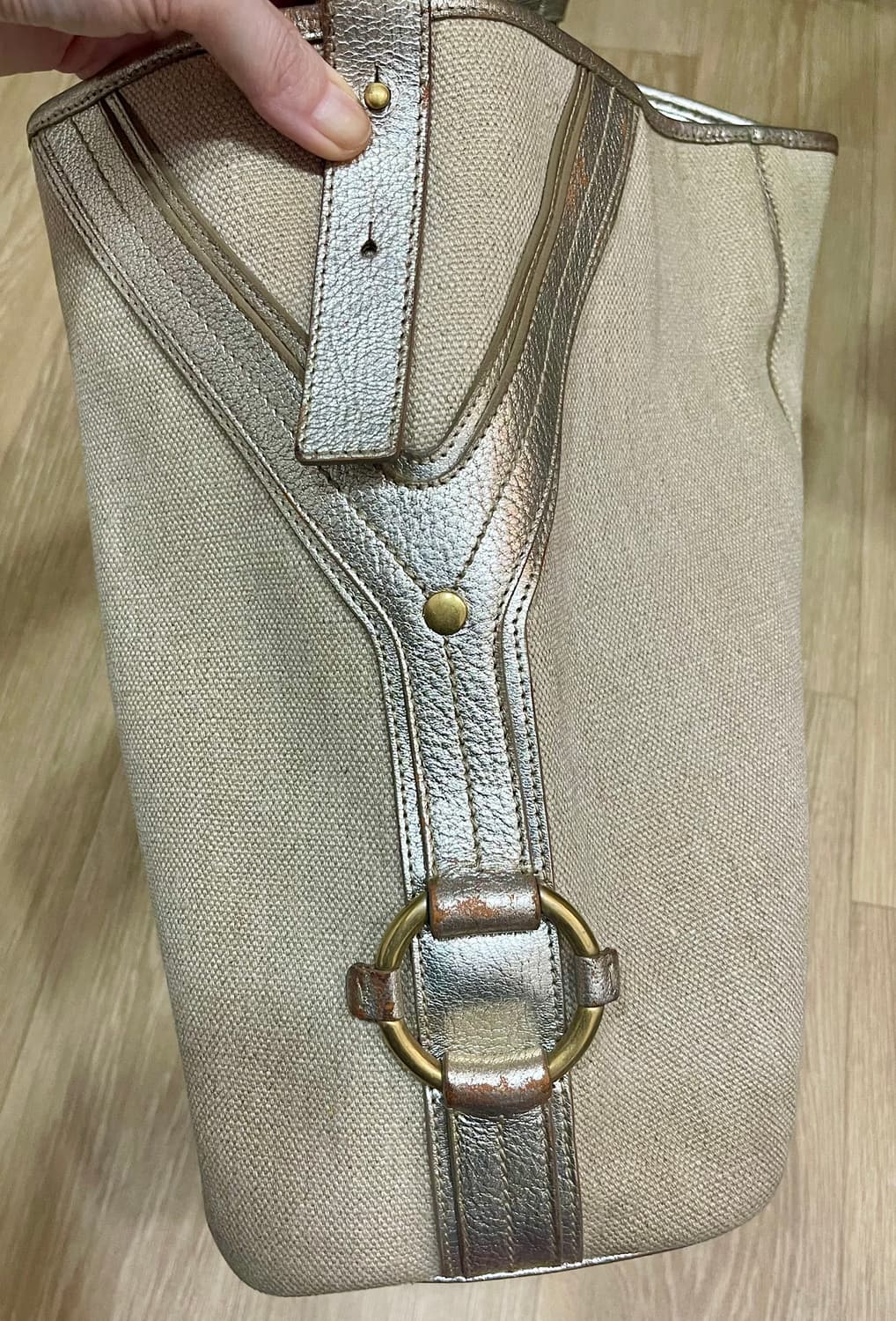 YSL 입생로랑 빈티지 Y-인터락 캔버스 숄더백/미디움 상품이미지3