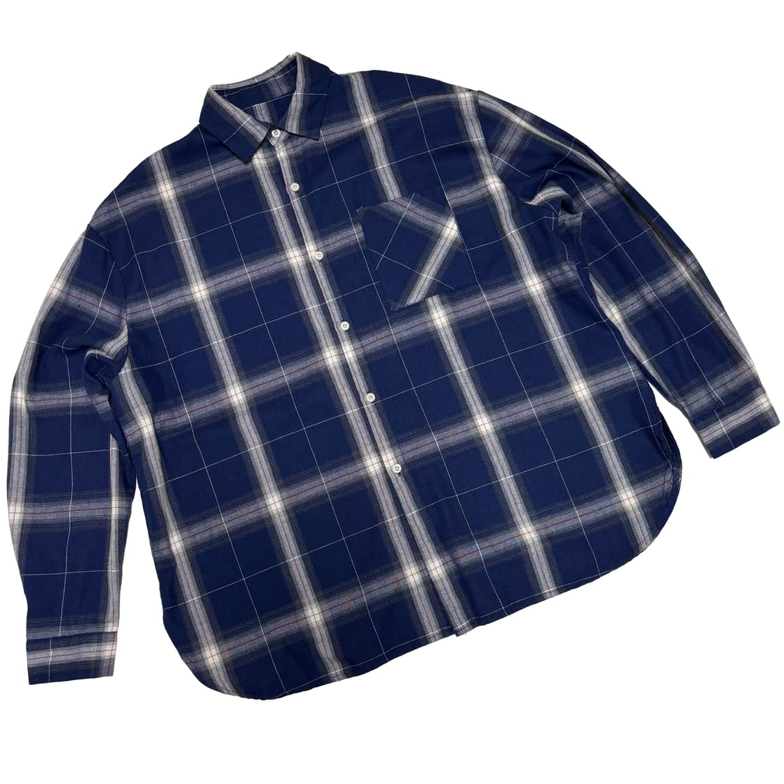 오버사이즈 네이비 윈도우페인 체크 셔츠 상품이미지1