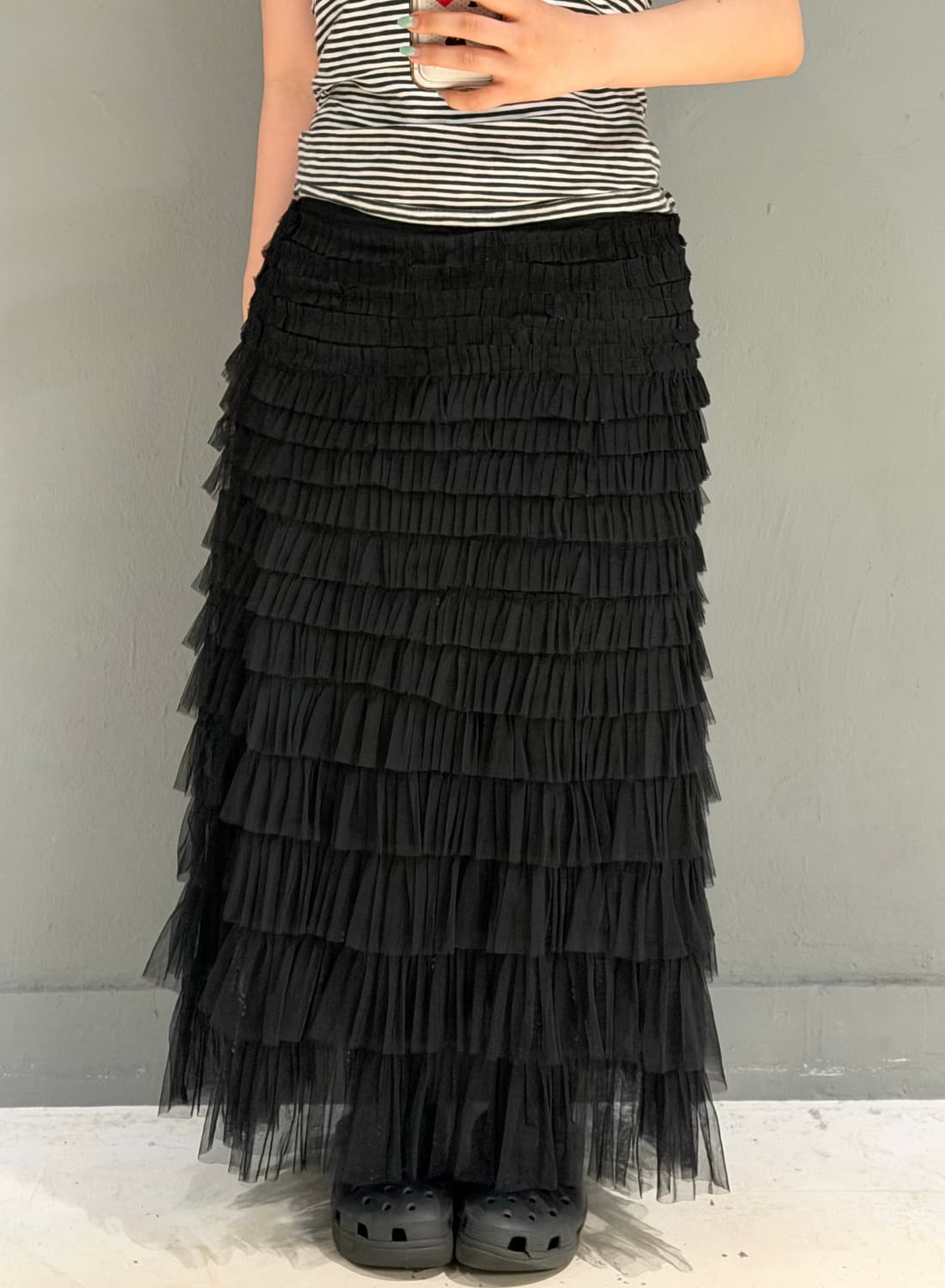 layered tulle detail long skirt 상품이미지1