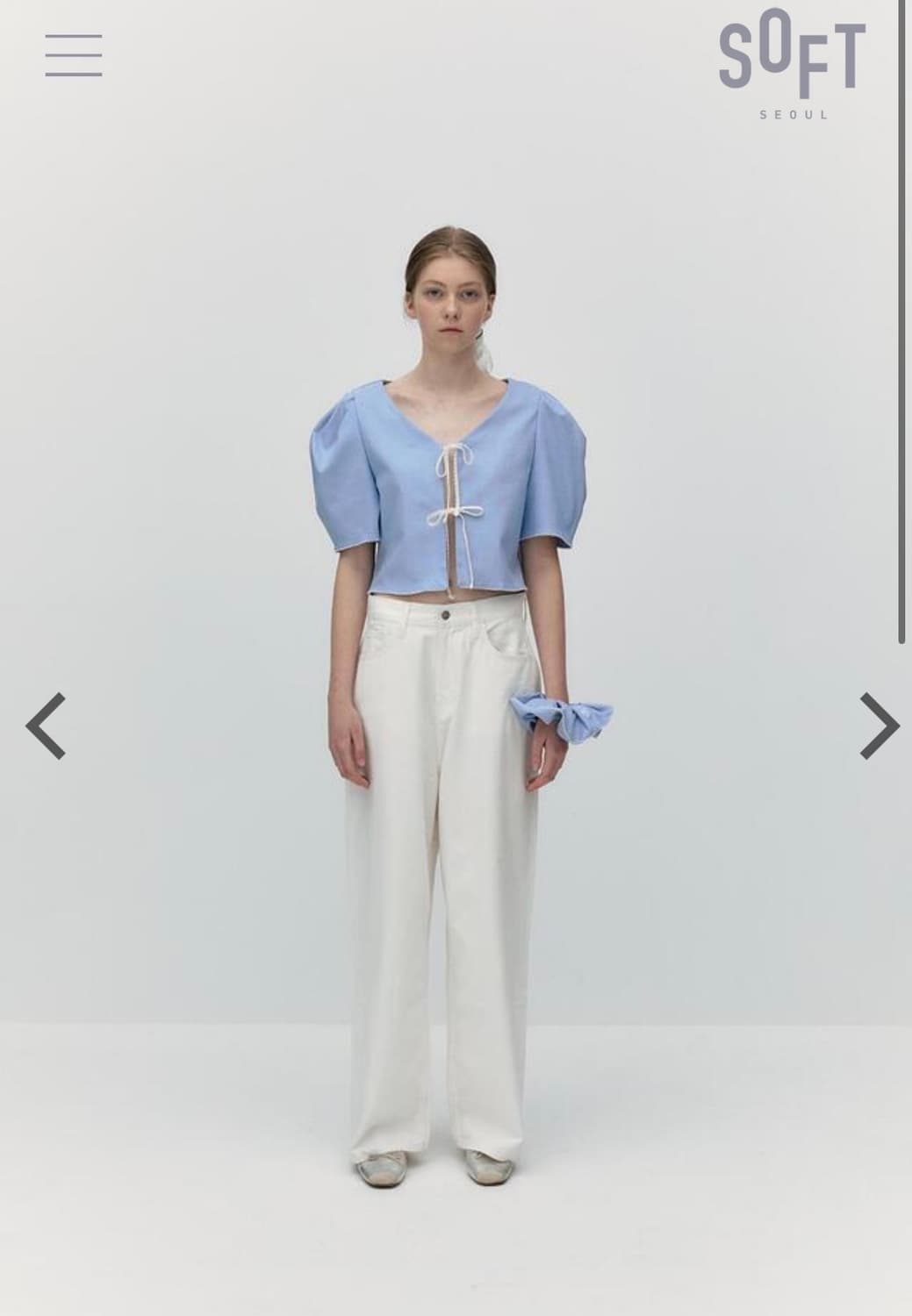 [소프트서울] JACQUARD RIBBON PUFF BLOUSE 상품이미지3