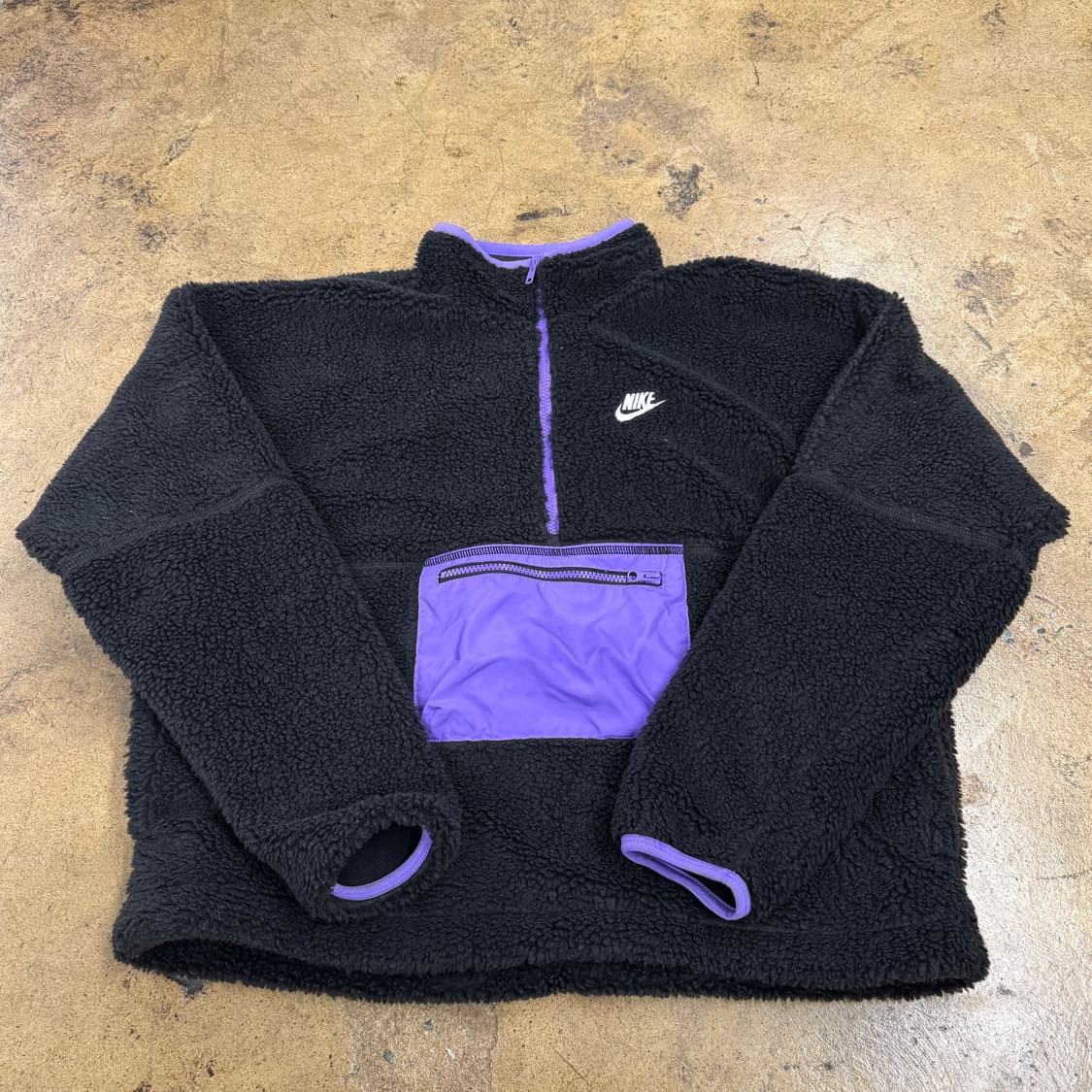 [정품/M] 나이키 블랙 뽀글이 플리스 퍼플 포인트 b18 상품이미지2