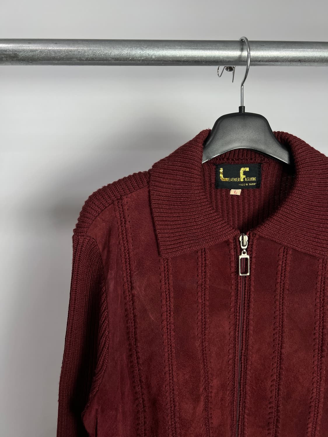 빈티지 돈피 레더 + 니트 집업 상품이미지2