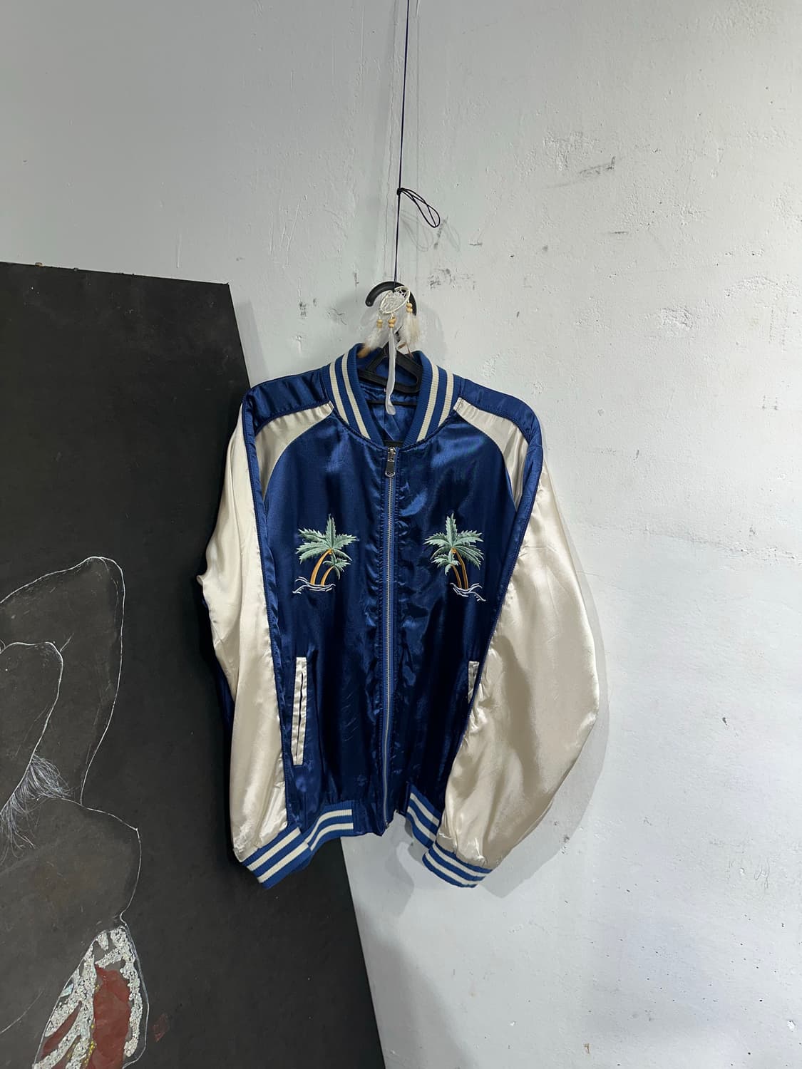 Jpn 일본빈티지 재패니즈 오리엔탈 야자수 네이비 스카잔 자켓 상품이미지7