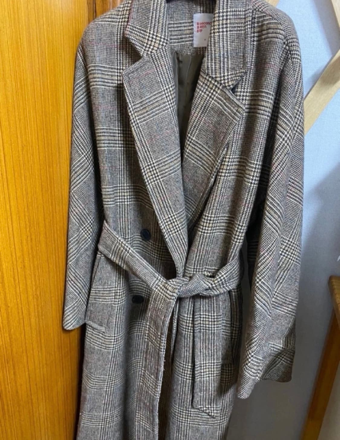 에잇세컨즈 8seconds 여성 벨티드 헤링본 체크 롱코트 상품이미지4