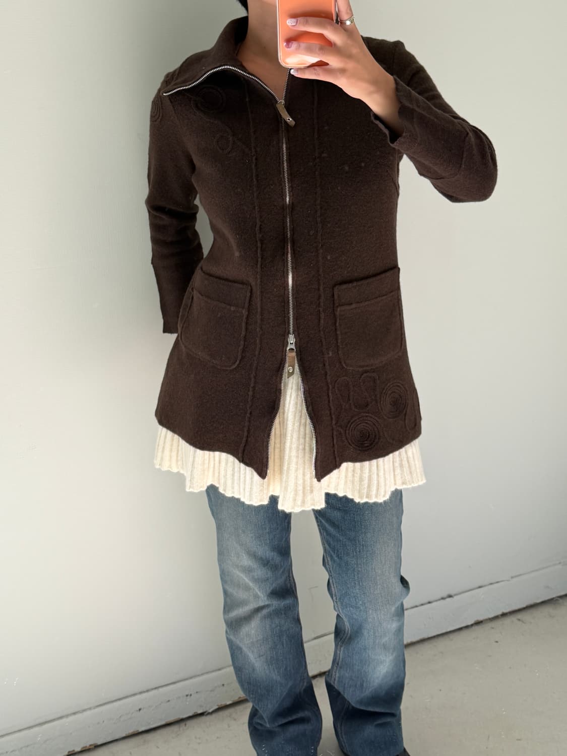 일본빈티지 보일드울 브라운 가디건자켓 상품이미지1