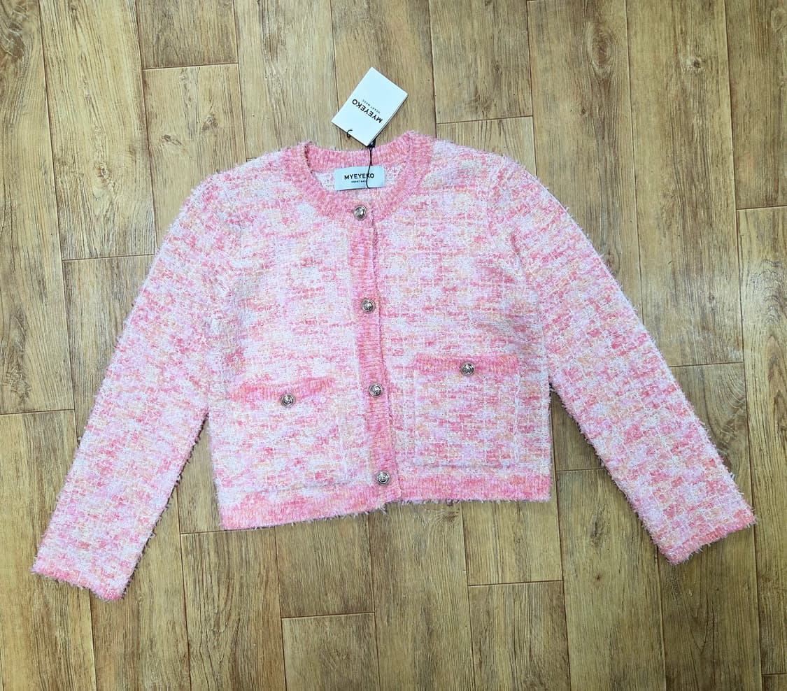 마이아이코(MYEYEKO) 핑크 블러썸 트위드 니트자켓 프리사이즈 새상품 상품이미지7