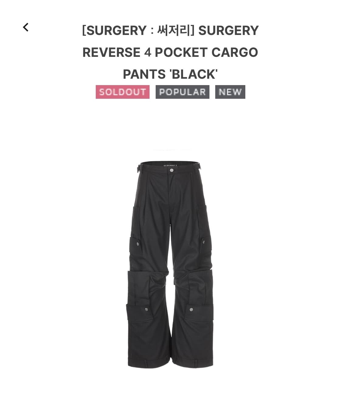SURGERY REVERSE 4 POCKET CARGO PANTS 'BL 상품이미지1