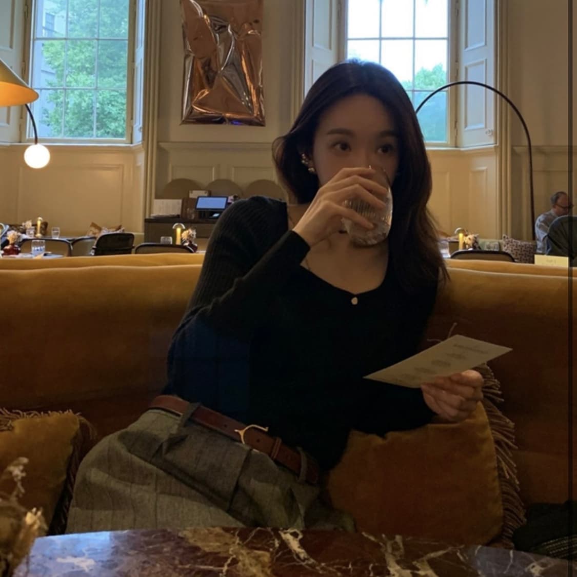 (급처) 강민경 아비에무아 니트 (캐시미어 웨이브 체인 립드 니티드 탑) 상품이미지7