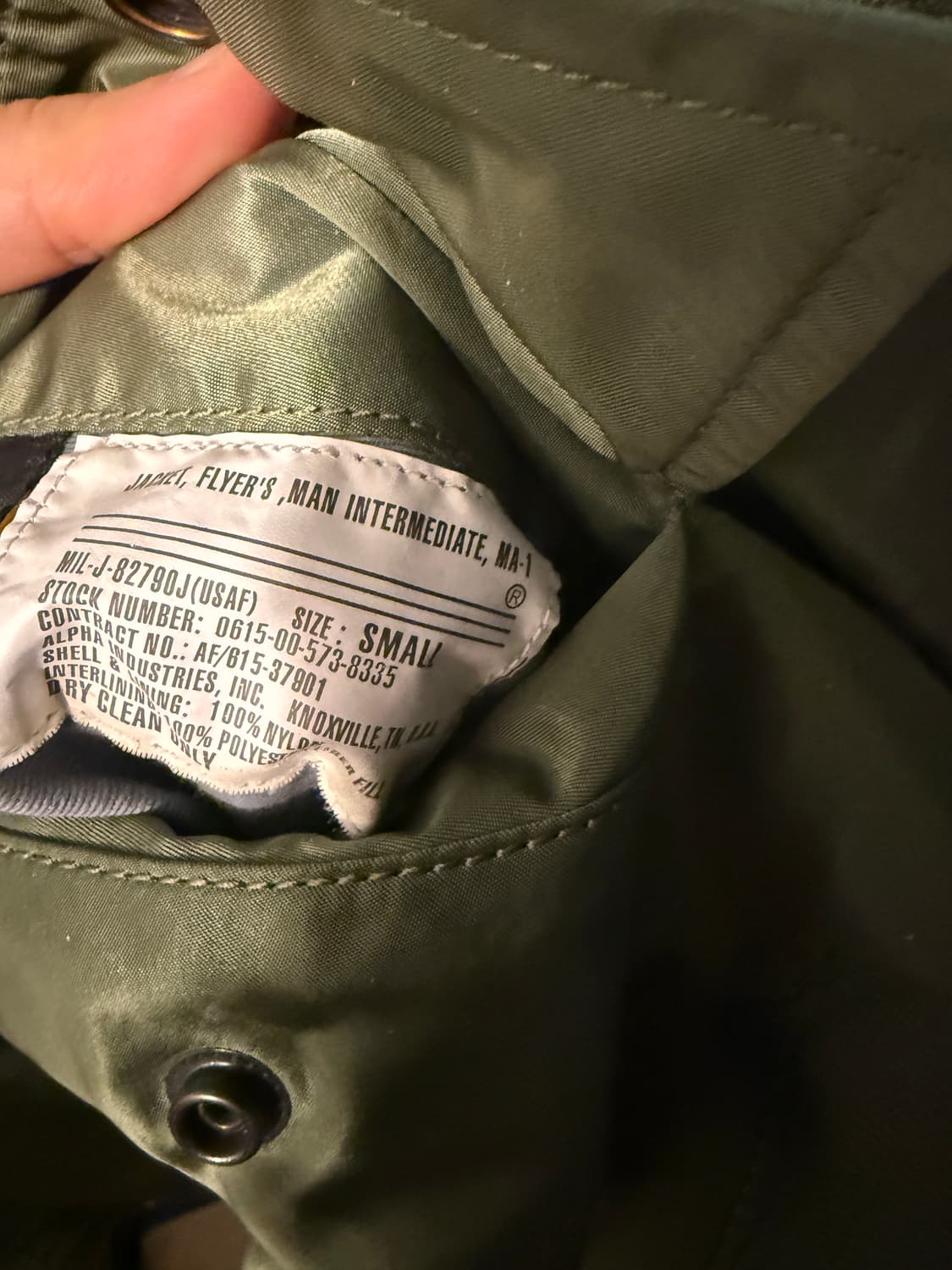알파인더스트리 MA-1 플라이트 자켓 세이지 S 상품이미지7