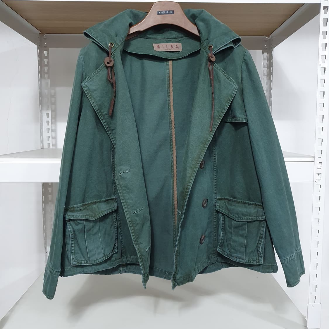 밀란로랭 포레스트그린 그런지 빈티지 더블버튼 야상 자켓 상품이미지4