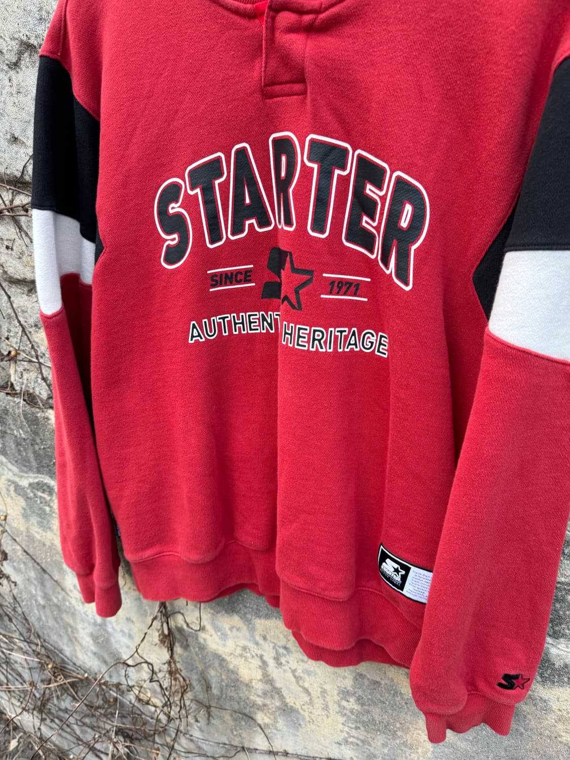 스타터 블랙라벨 빈티지 프린팅 웜업 스웻 셔츠 맨투맨 레드 L 상품이미지3