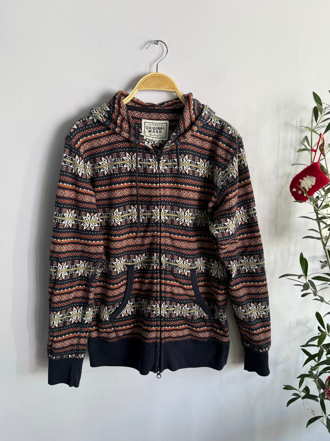 일본빈티지) 눈꽃패턴 후드집업 상품이미지1