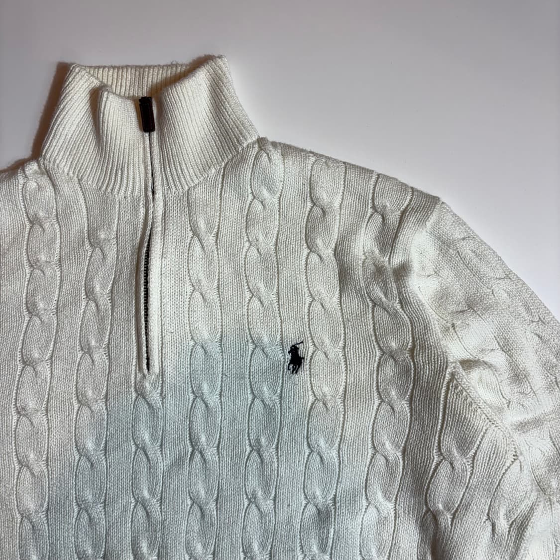 폴로 랄프로렌 화이트 케이블 반집업 니트 상품이미지3