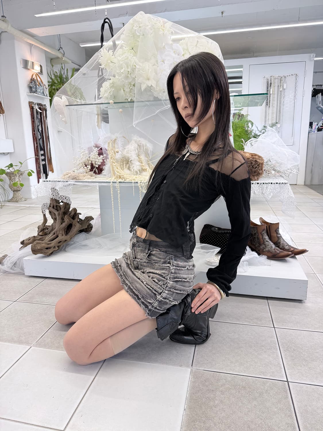 sheer mesh cardigan 상품이미지1