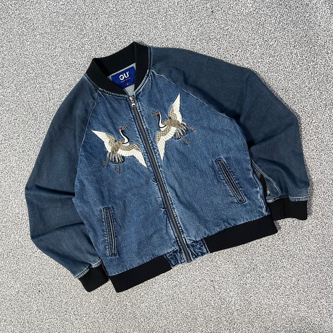 GU 학 자수 데님 자켓 상품이미지1
