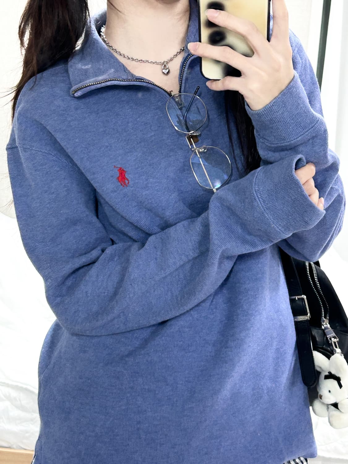 폴로 레드포니 블루 코튼 반집업 상품이미지1