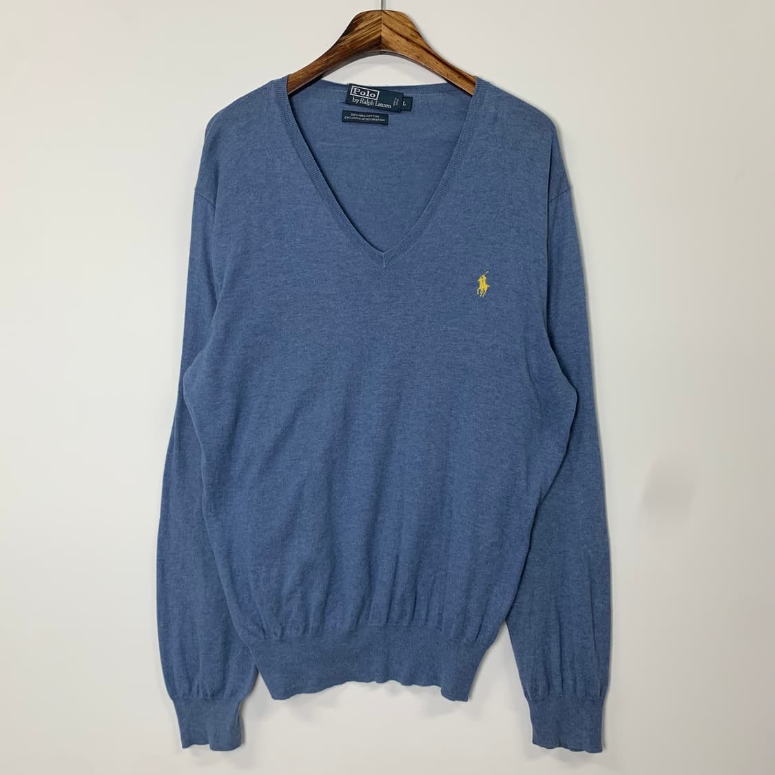 폴로 랄프로렌 피마코튼 스카이블루 브이넥 니트 상품이미지2