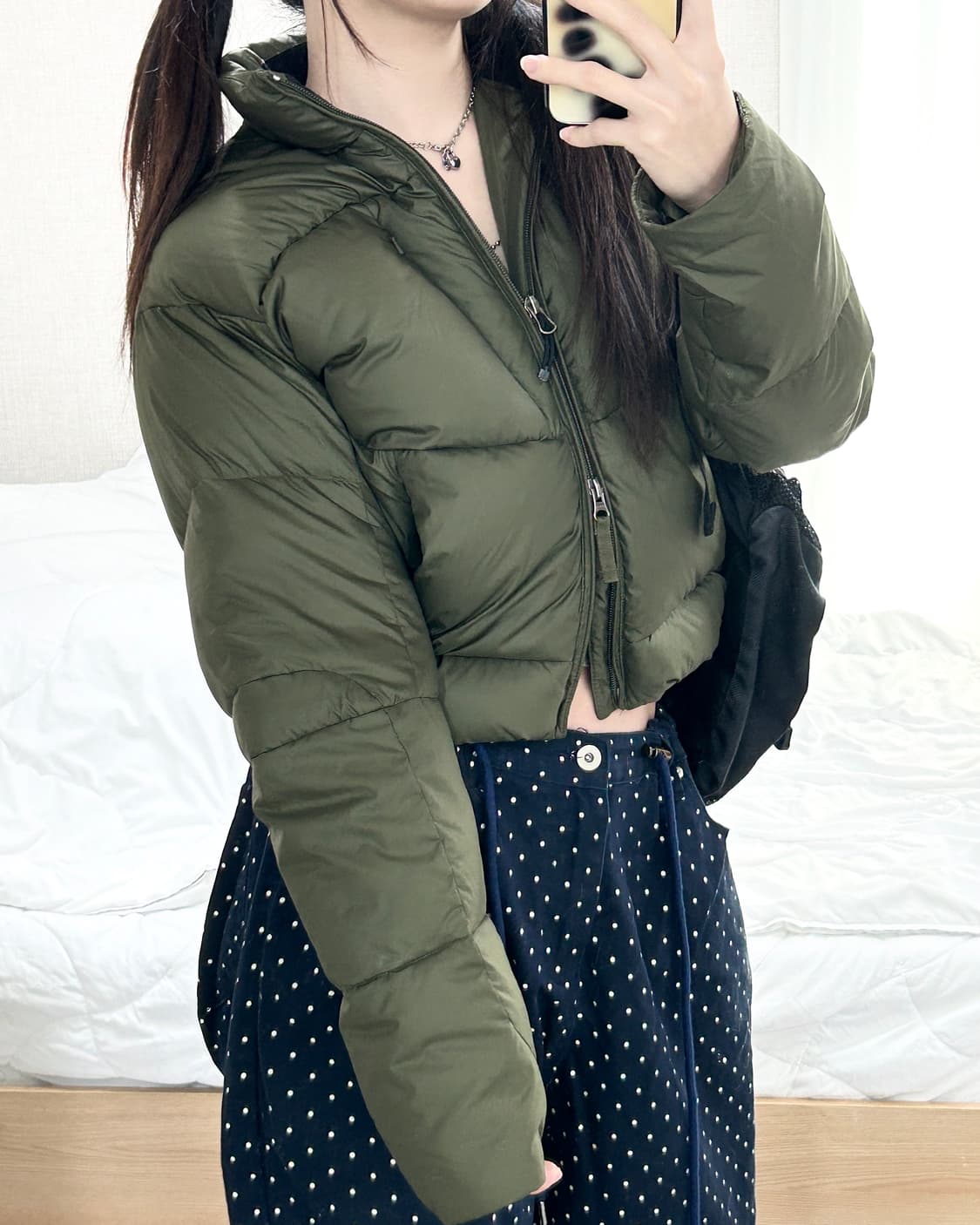 폴로 카키 투웨이 구스다운 숏패딩 상품이미지1