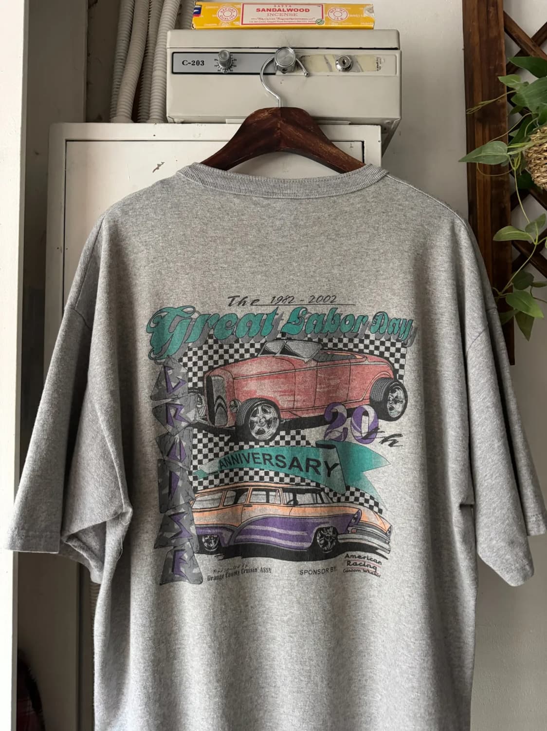 [XL]00's Anvil Made in USA 올드카 헨리넥 티셔츠 상품이미지1
