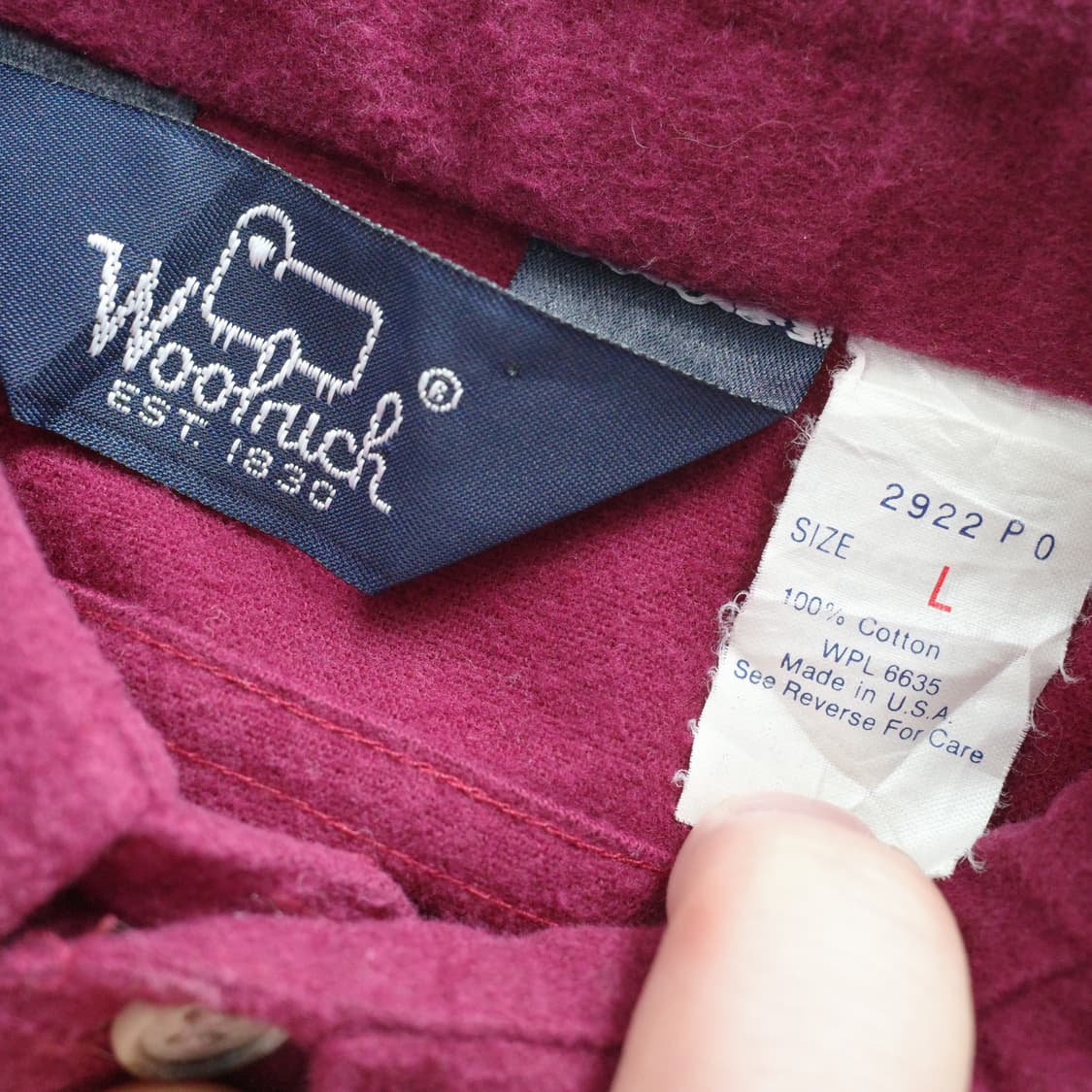 울리치 90s 헤비 플라넬 샤모아 셔츠 버건디 L MADE IN USA 상품이미지5