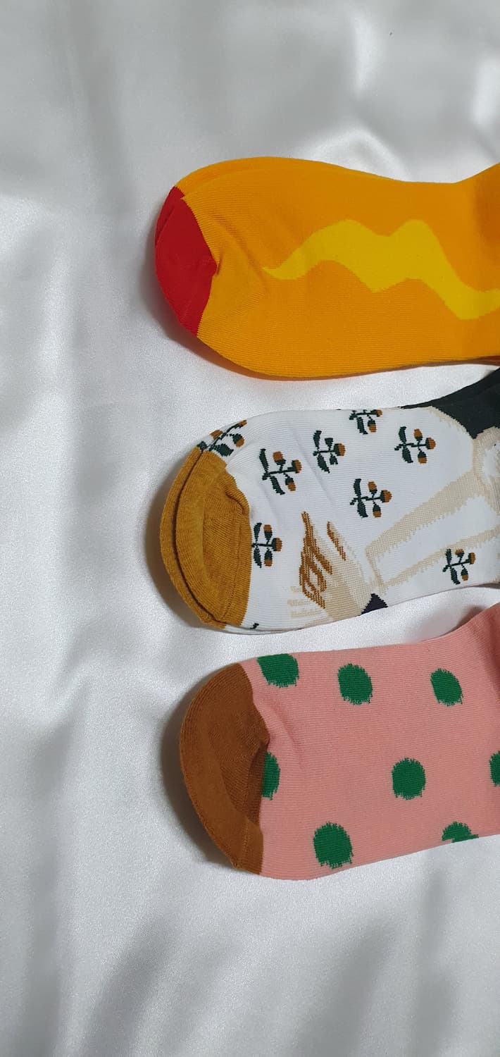 오렌지 그린 크림베이지 도트 Bonne Maison 본메종 양말  상품이미지2