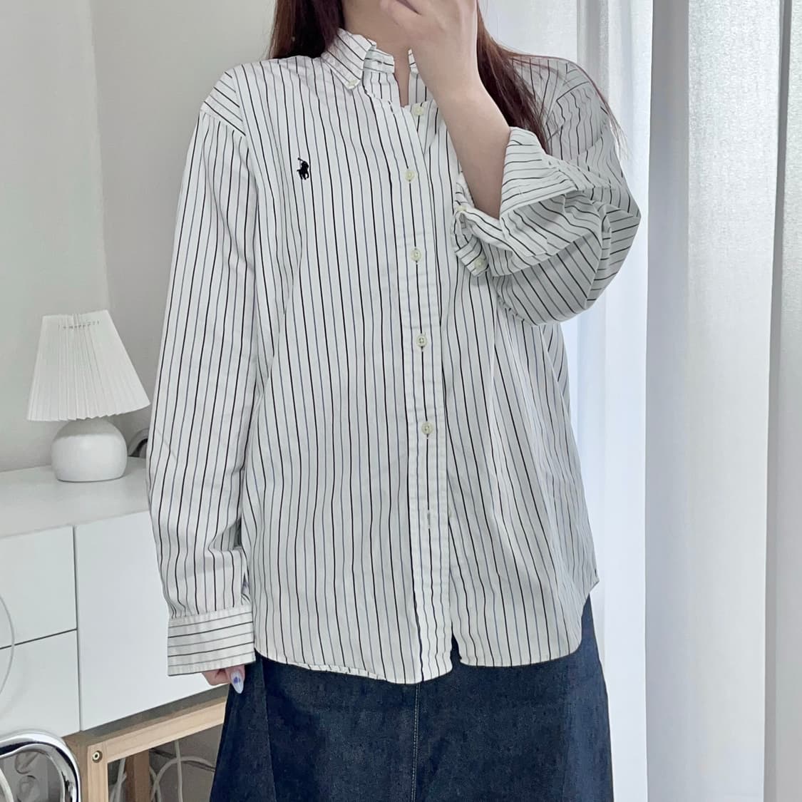 [정품] 폴로 화이트 / 네이비포니 블루블랙 스트라이프 셔츠 [ 41-8 상품이미지2