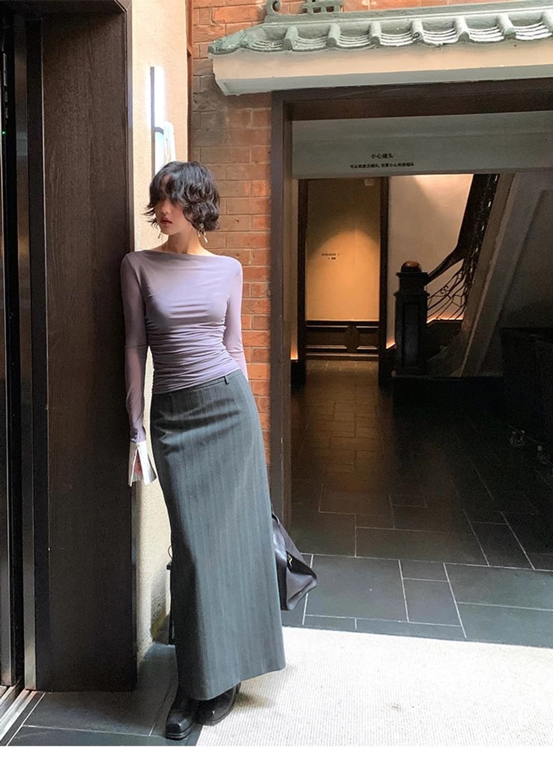 키스오브썸머 퍼넬 슬림핏 시스루 탑 블라우스 상품이미지1