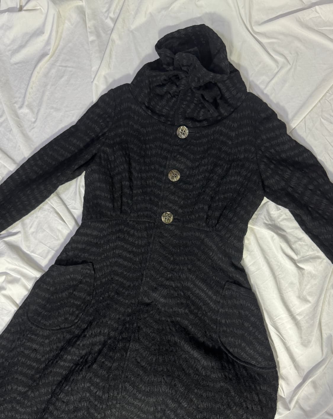 Takezo toyoguchi 수축 가공 울 롱 코트 요지야마모토  상품이미지5