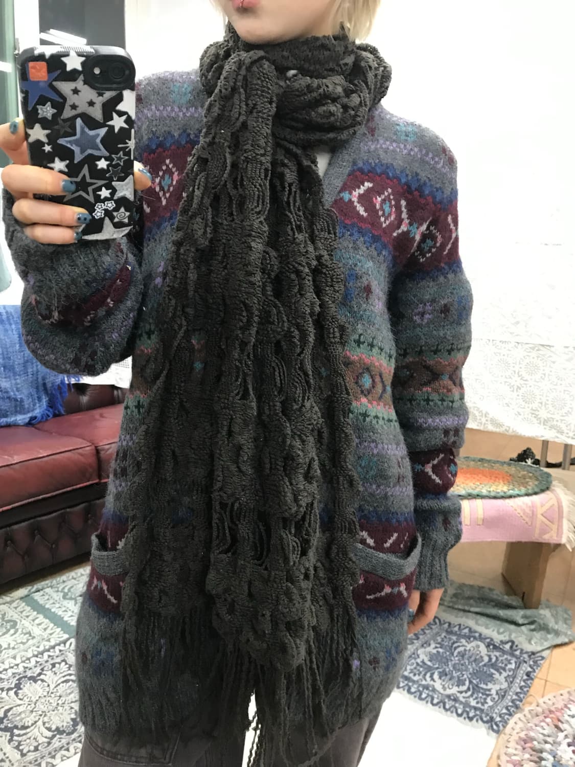 빈티지 딥브라운 니트 머플러 목도리  상품이미지1