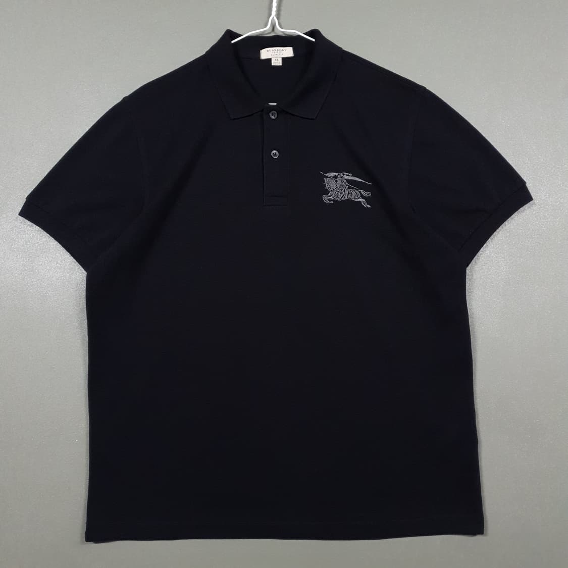 XL) 버버리 크레스트 기사 빅로고 반팔 카라티 폴로 피케 셔츠 블랙 상품이미지1