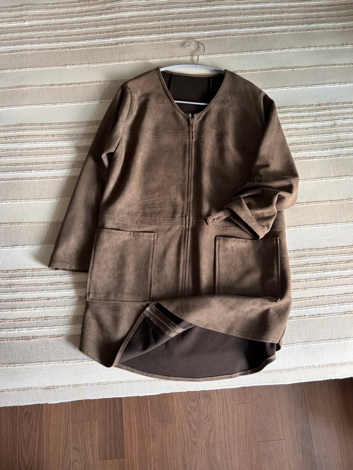 non collar suede zip-up jacket 상품이미지6