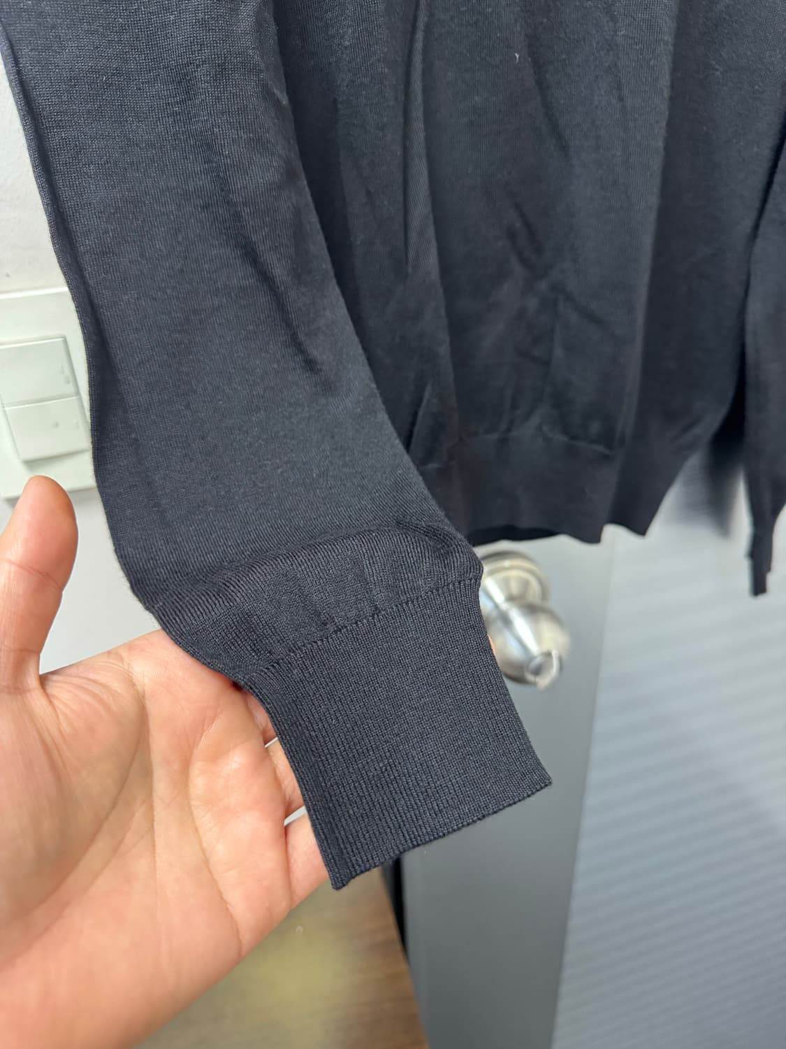 수트 서플라이 메리노 울 폴로 슬리브 니트 L 블랙 상품이미지3