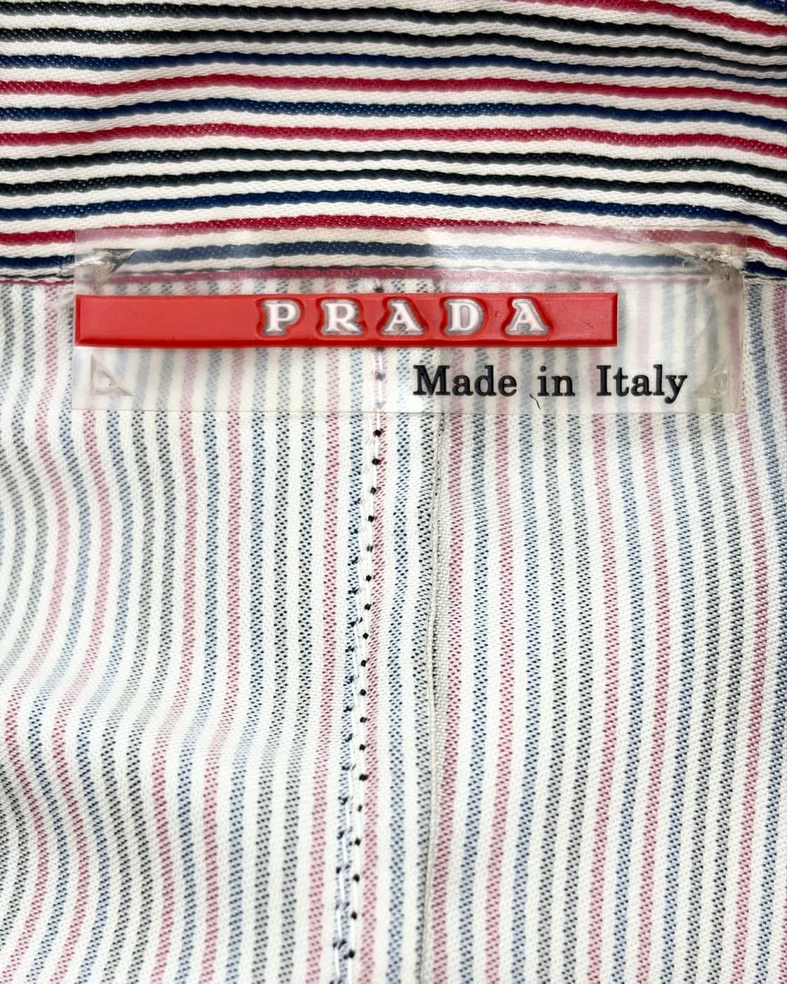 프라다 레드탭 레드 블랙 스트라이프 브이넥 슬리브리스 베스트  상품이미지7