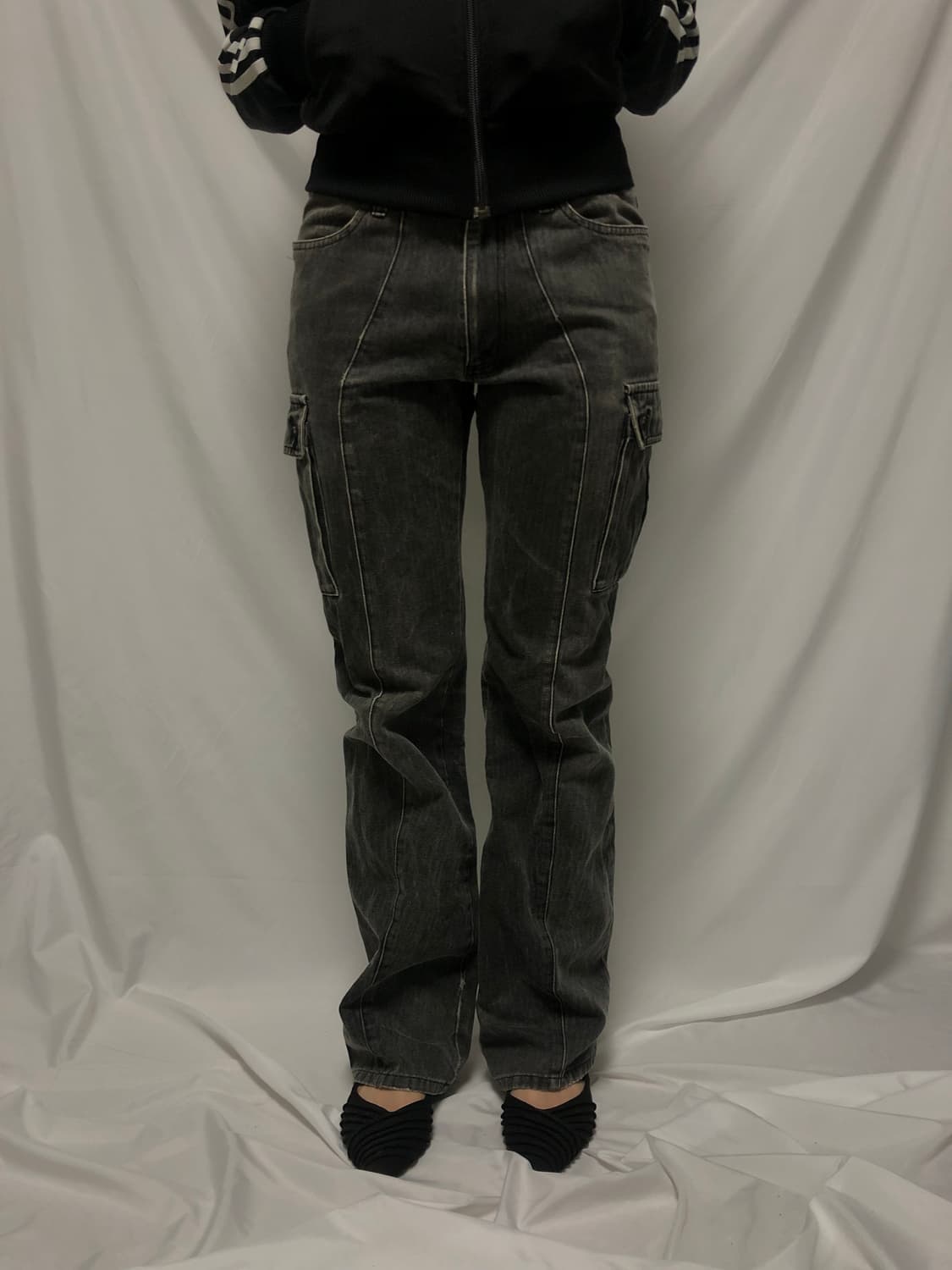 빈티지 블랙 포켓 디테일 팬츠 상품이미지2