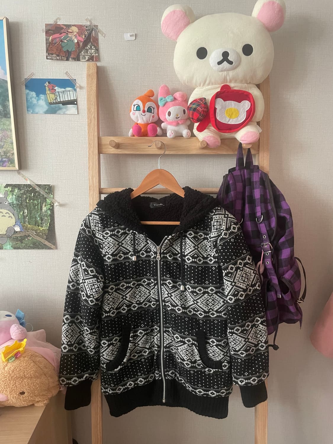 빈티지 노르딕 양털 후드집업🖤🩶 상품이미지1