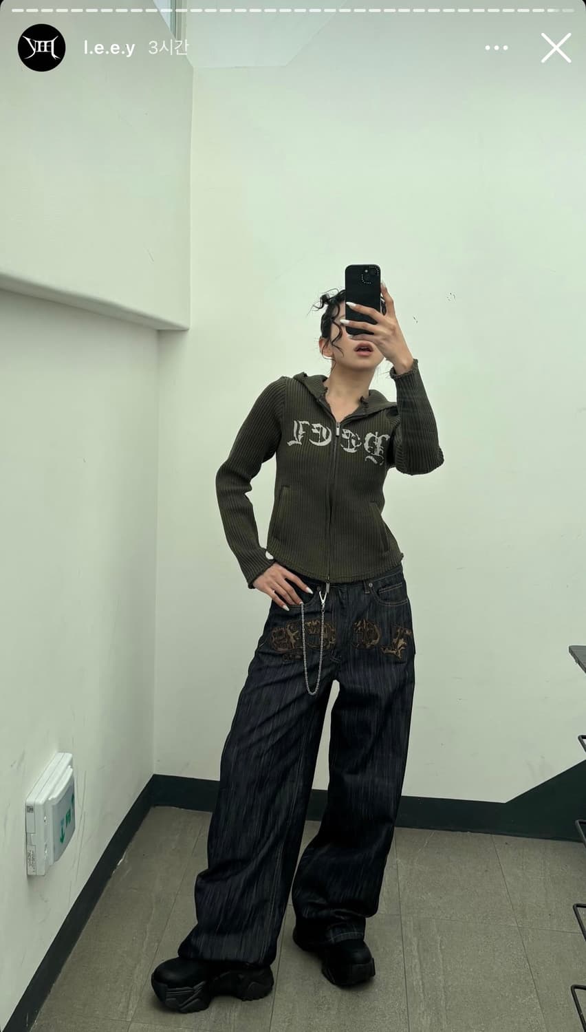 leey - RIBBED KNIT ZIP-UP HOODIE, KHAKI 상품이미지3