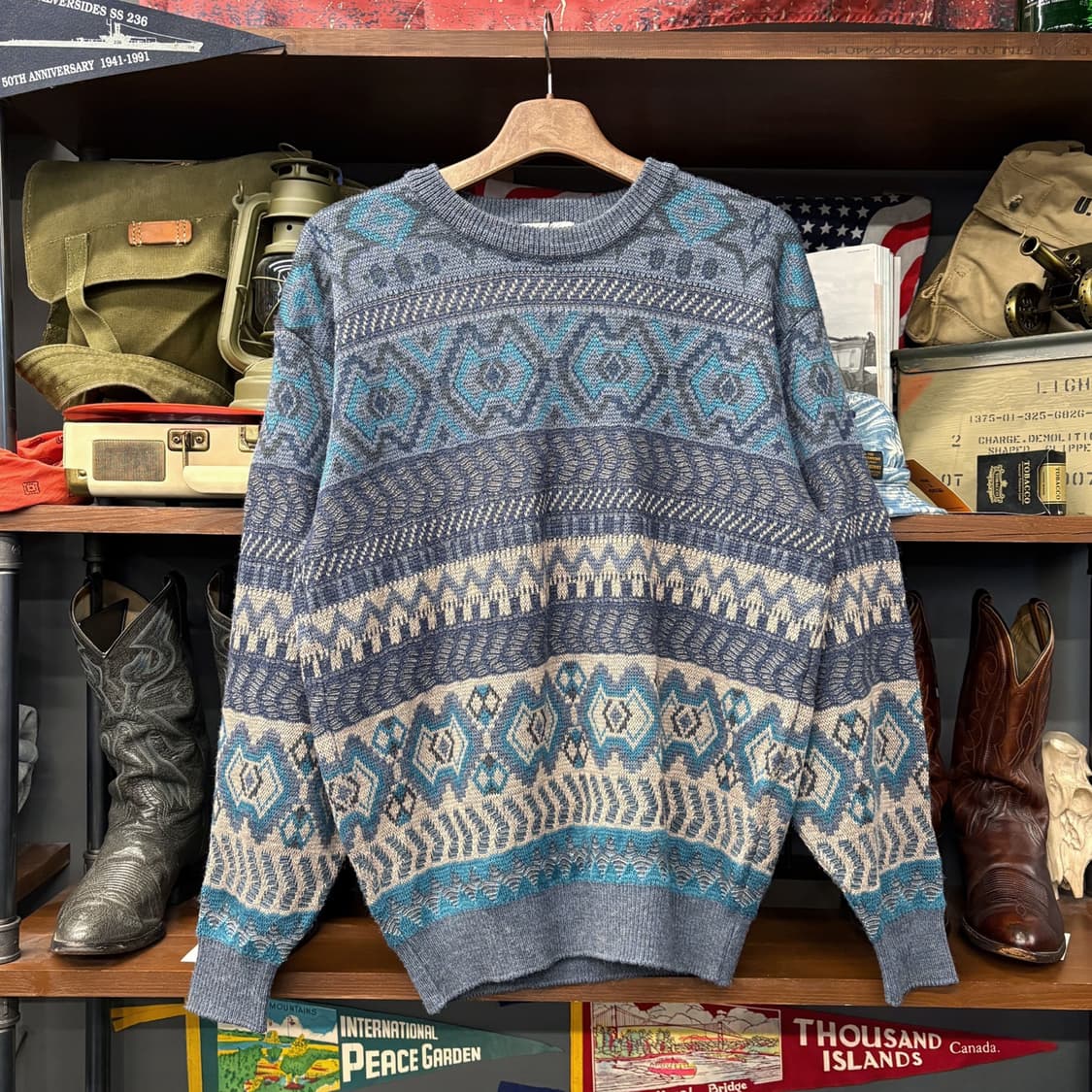 90s JPN 페어아일 지오매트릭 자카드 패턴니트 상품이미지1