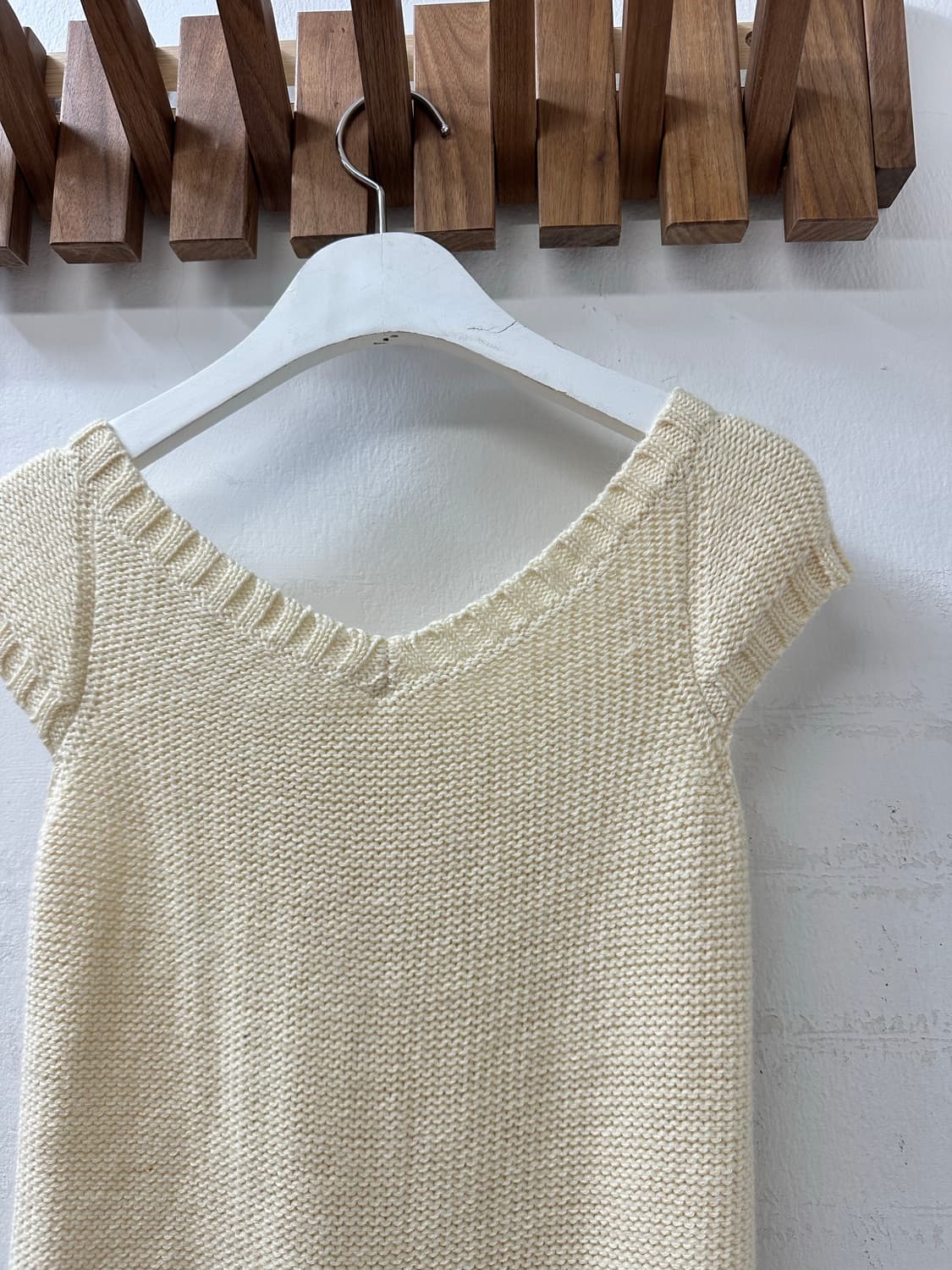 일본빈티지 아이보리 꽈배기 폼폼이 니트 레이어드 니트 상품이미지4