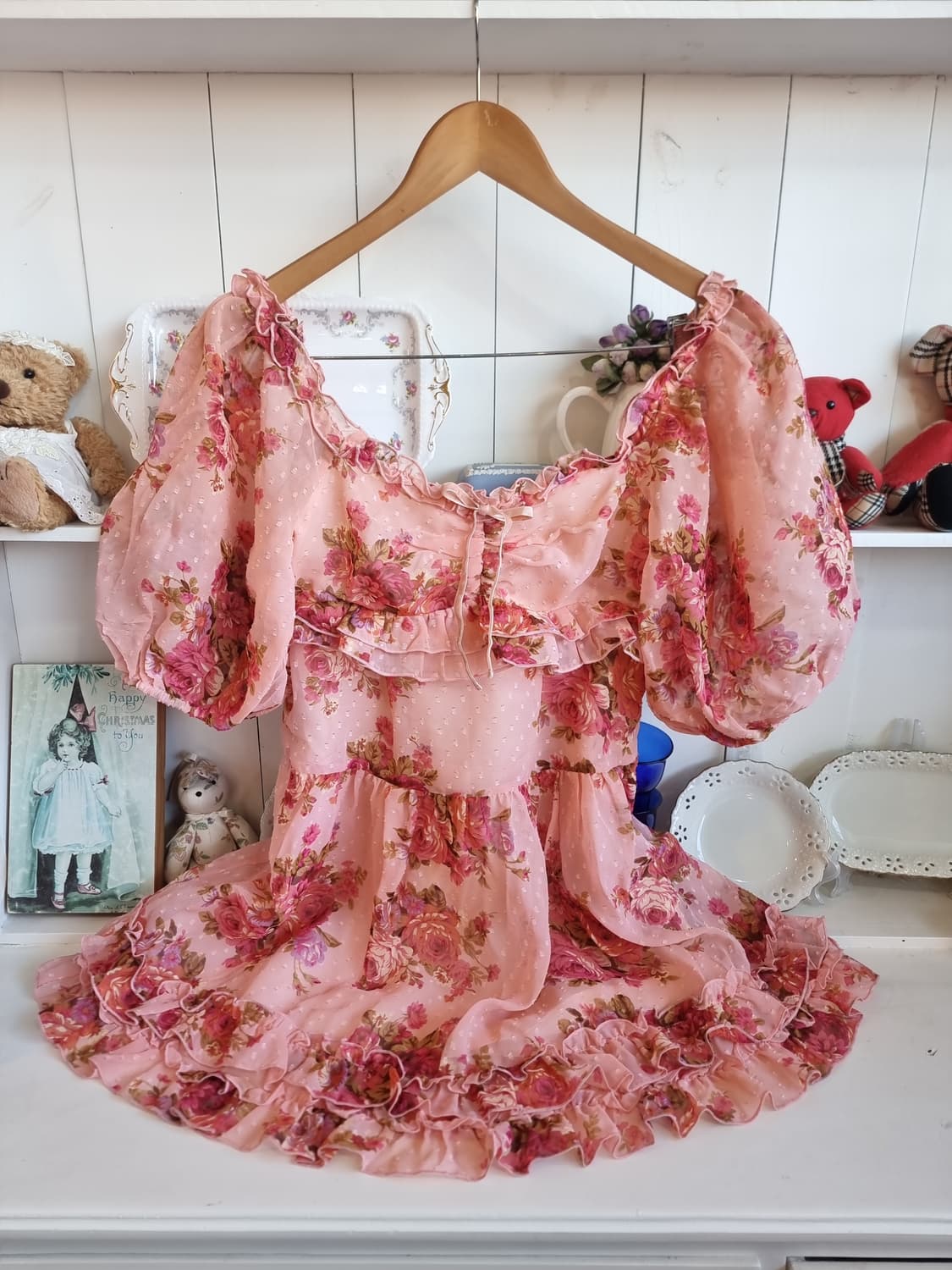 LIZ LISA(리즈리사) 로즈 쉬폰 오프숄더 원피스 상품이미지4