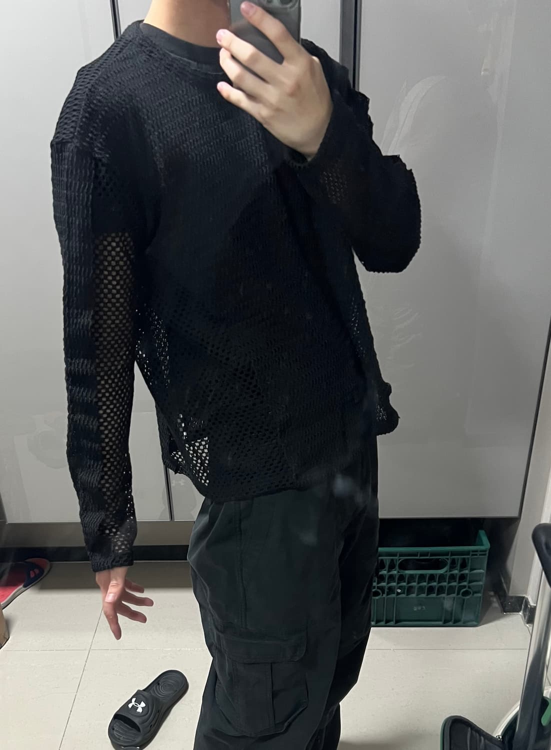 [새상품]ADSB 앤더슨벨 델렌 네트 크루넥 블랙 상품이미지4