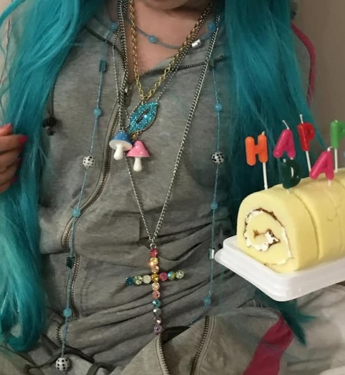 갸루 비비드 민트큐빅립팬던트. 핑크말 목걸이 상품이미지3